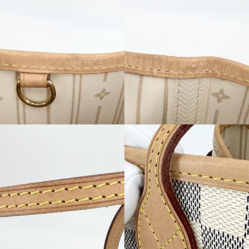 Louis Vuitton Tote Damier Azur Neverfull PM Handbag Shoulder Canvas Gold — view 7