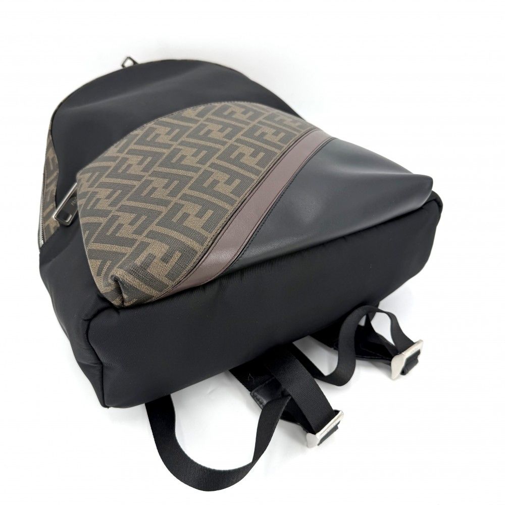Fendi Zucca Backpack Nylon Leather Brown Black Silver — view 3