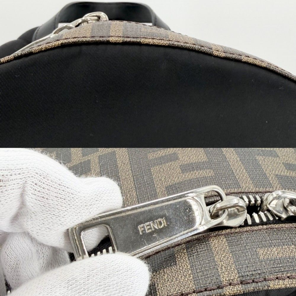 Fendi Zucca Backpack Nylon Leather Brown Black Silver — view 7