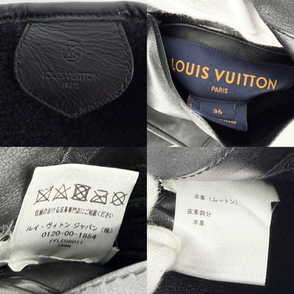 Louis Vuitton Boa Shearling Long Coat Leather Reversible 36 Black Sheep Spring — view 6