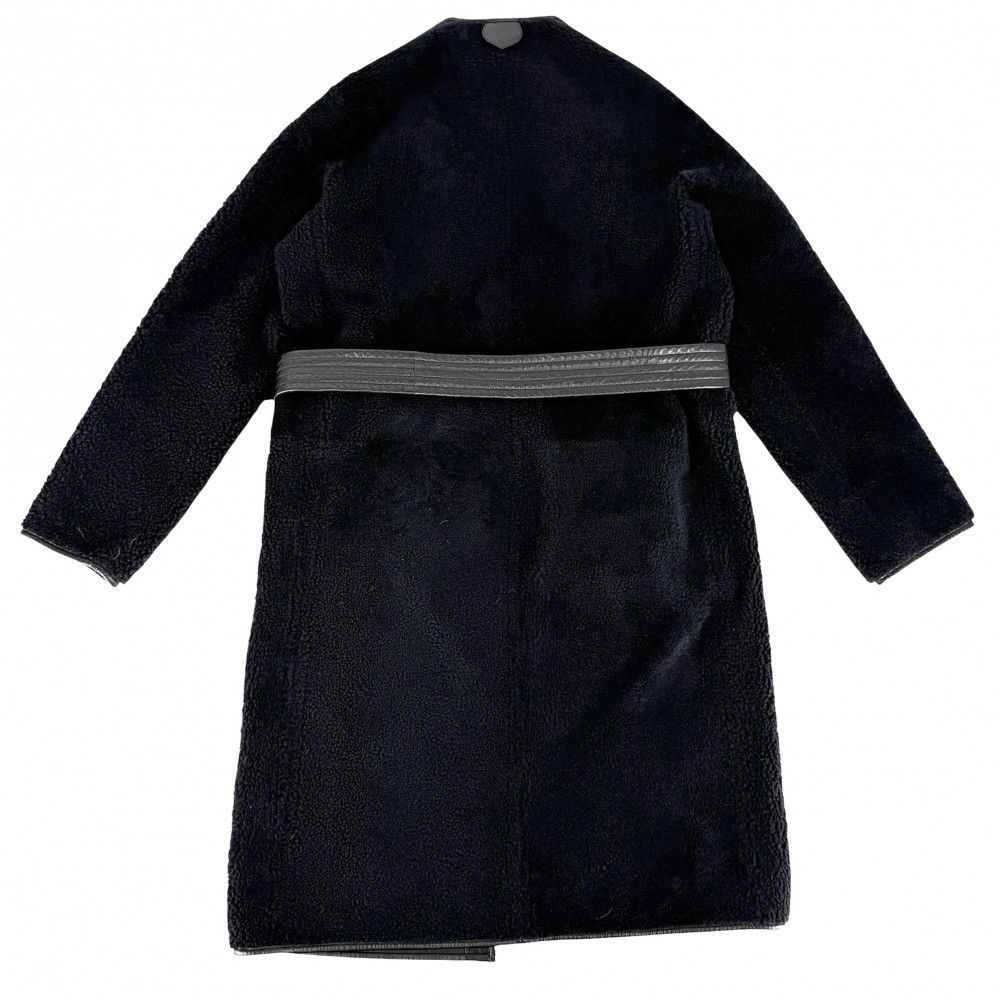 Louis Vuitton Boa Shearling Long Coat Leather Reversible 36 Black Sheep Spring — view 4