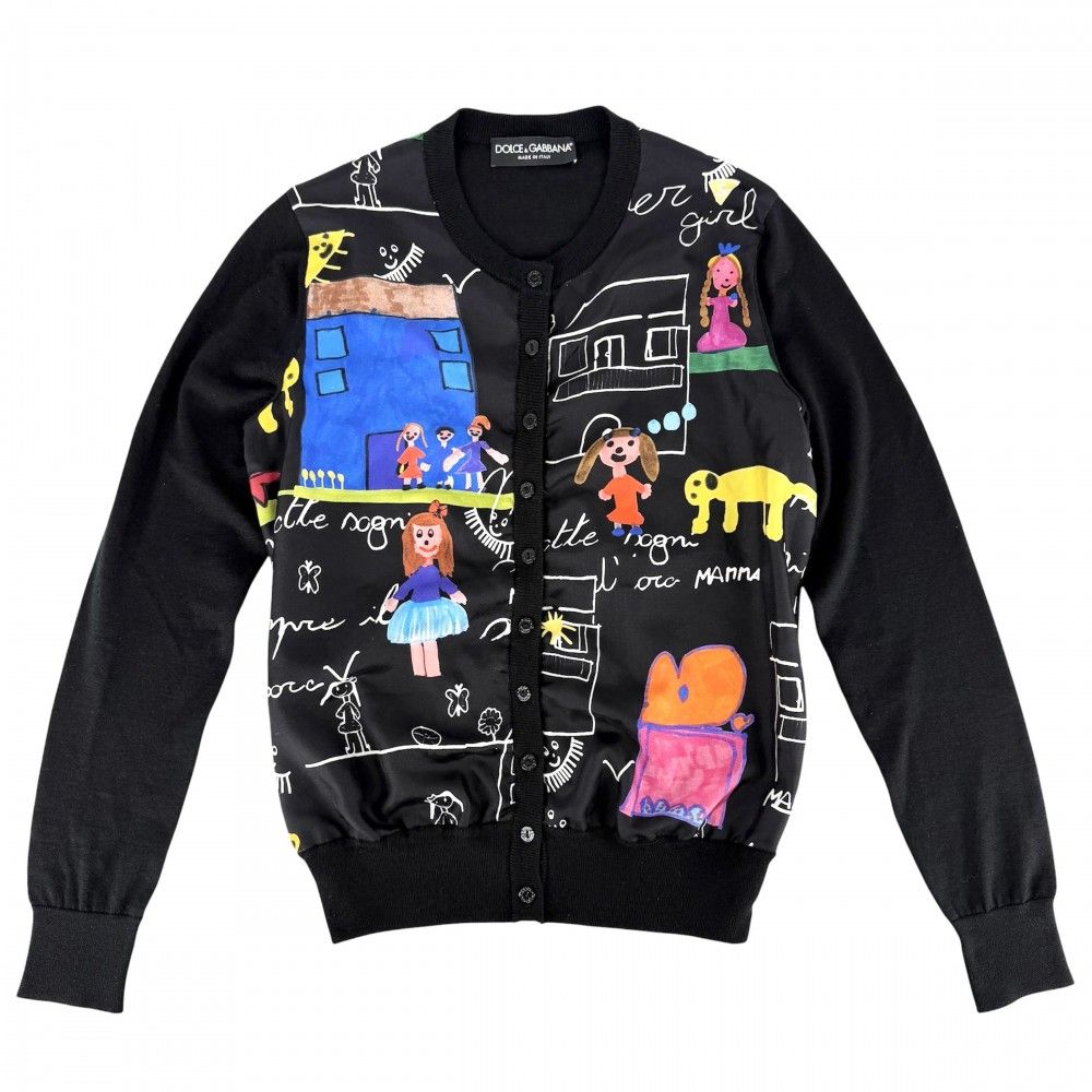 Dolce & Gabbana Cardigan Top & 38 Black Multicolor Cashmere Silk Spring Autumn