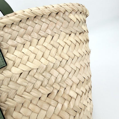 Loewe Handbag Anagram Basket Bag Palm Leaf Calf Leather Beige Green Silver — view 6