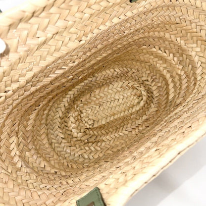 Loewe Handbag Anagram Basket Bag Palm Leaf Calf Leather Beige Green Silver — view 4