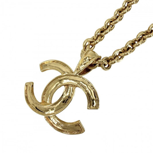 Chanel Necklace CC Logo Pendant Vintage Gold Plated