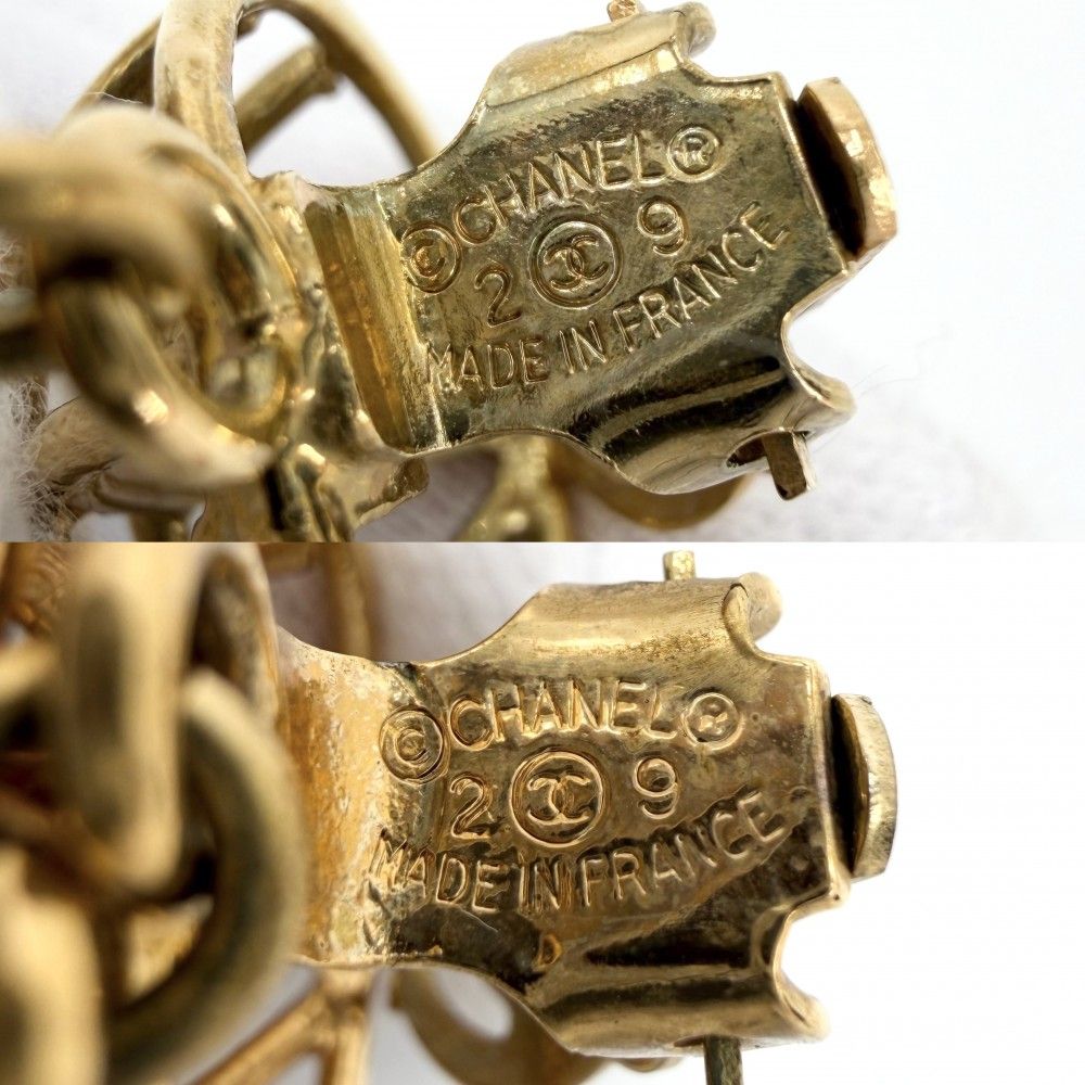 Chanel Earrings Birdcage CC Logo Vintage 2 9 Gold — view 4