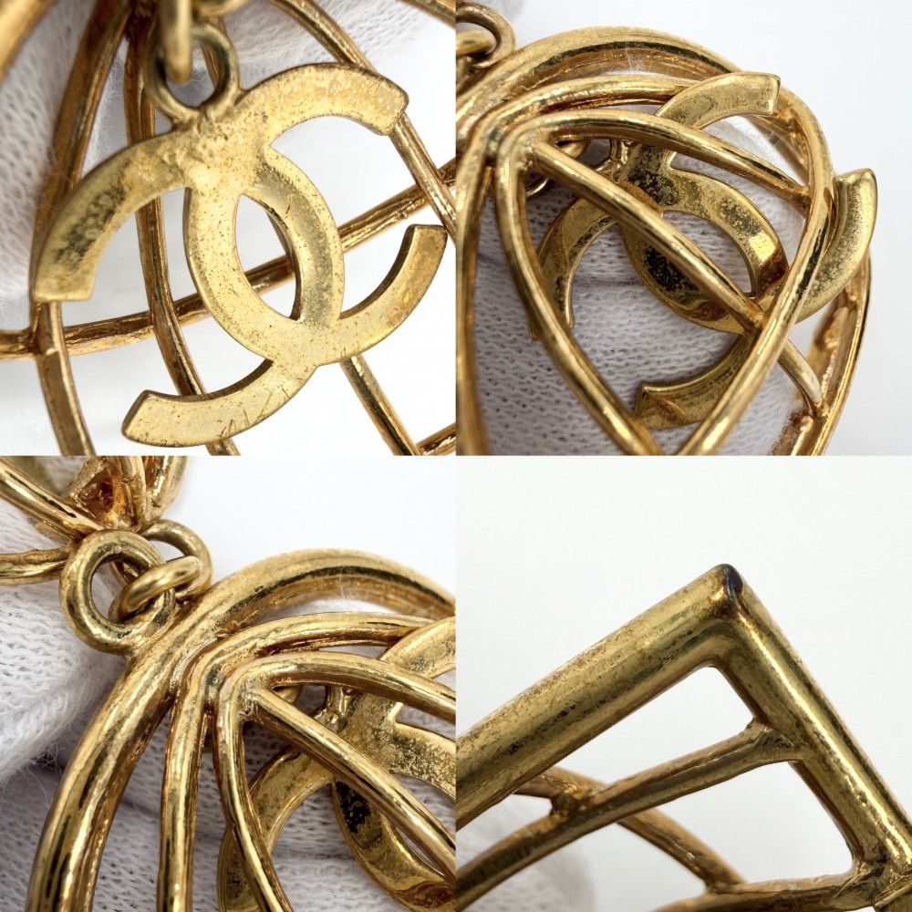 Chanel Earrings Birdcage CC Logo Vintage 2 9 Gold — view 6