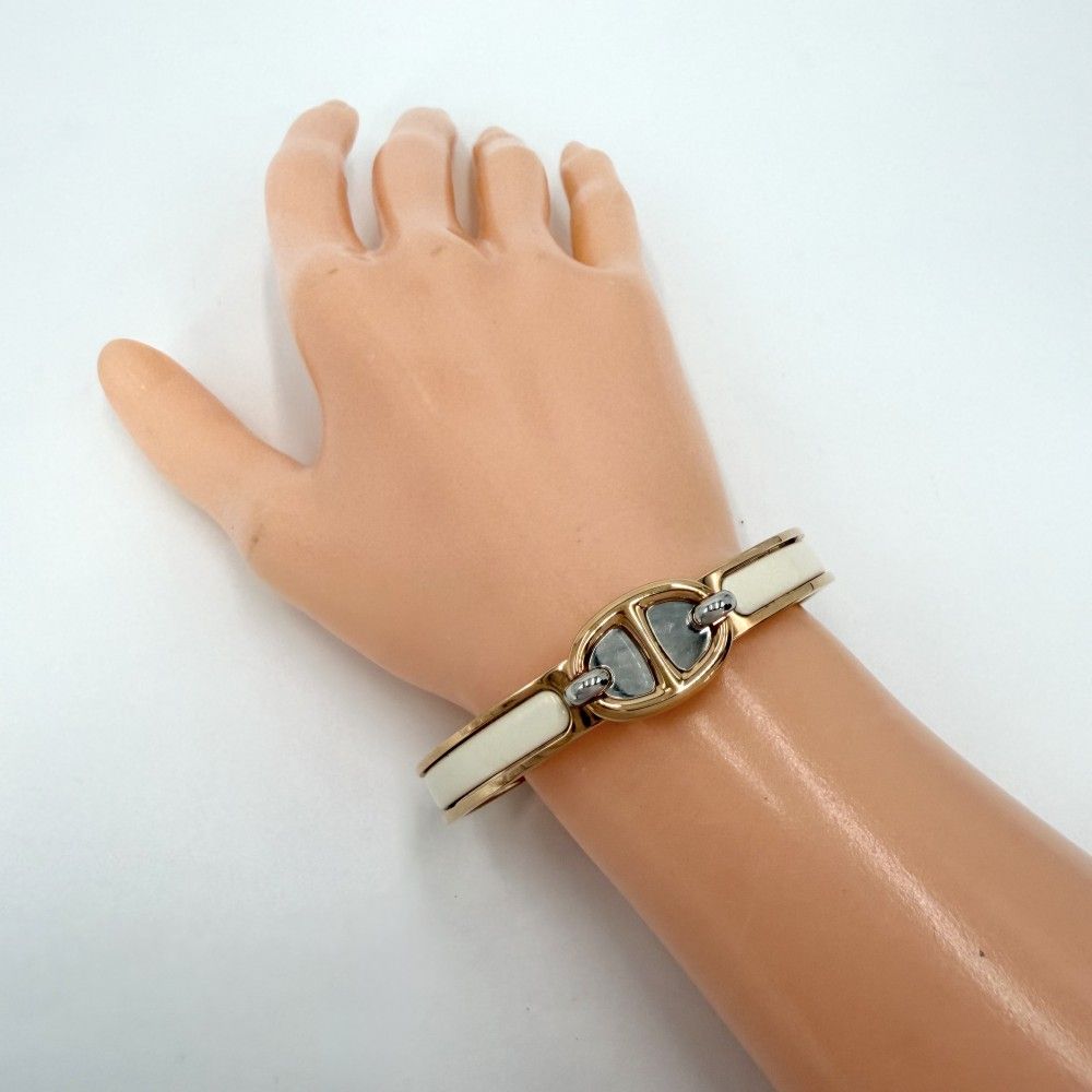 Hermes Bangle Mini Click Chaine D'ancre Bracelet Ivory Golden Rose — view 3