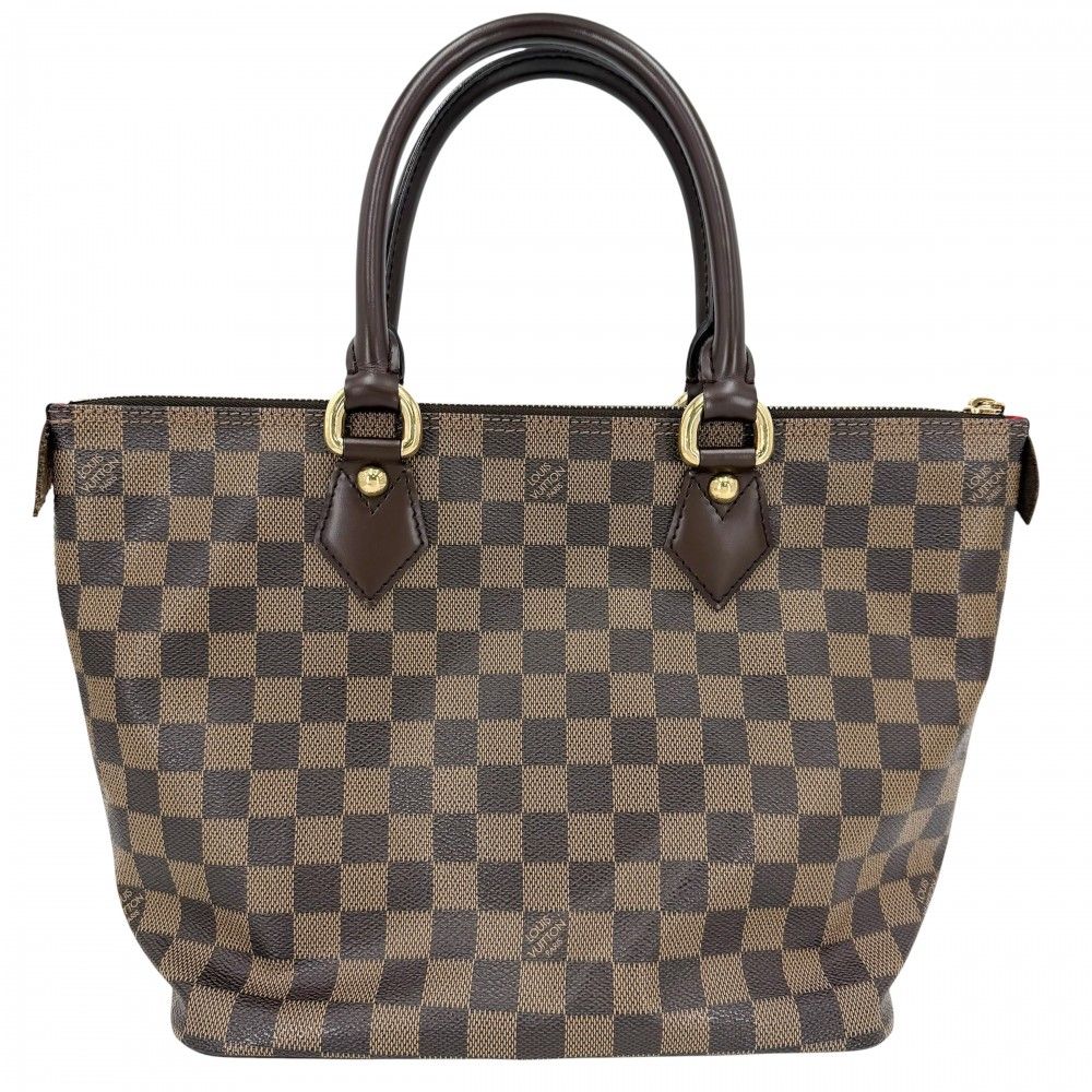 Louis Vuitton Tote Shoulder Damier Saleya PM Handbag Brown Gold