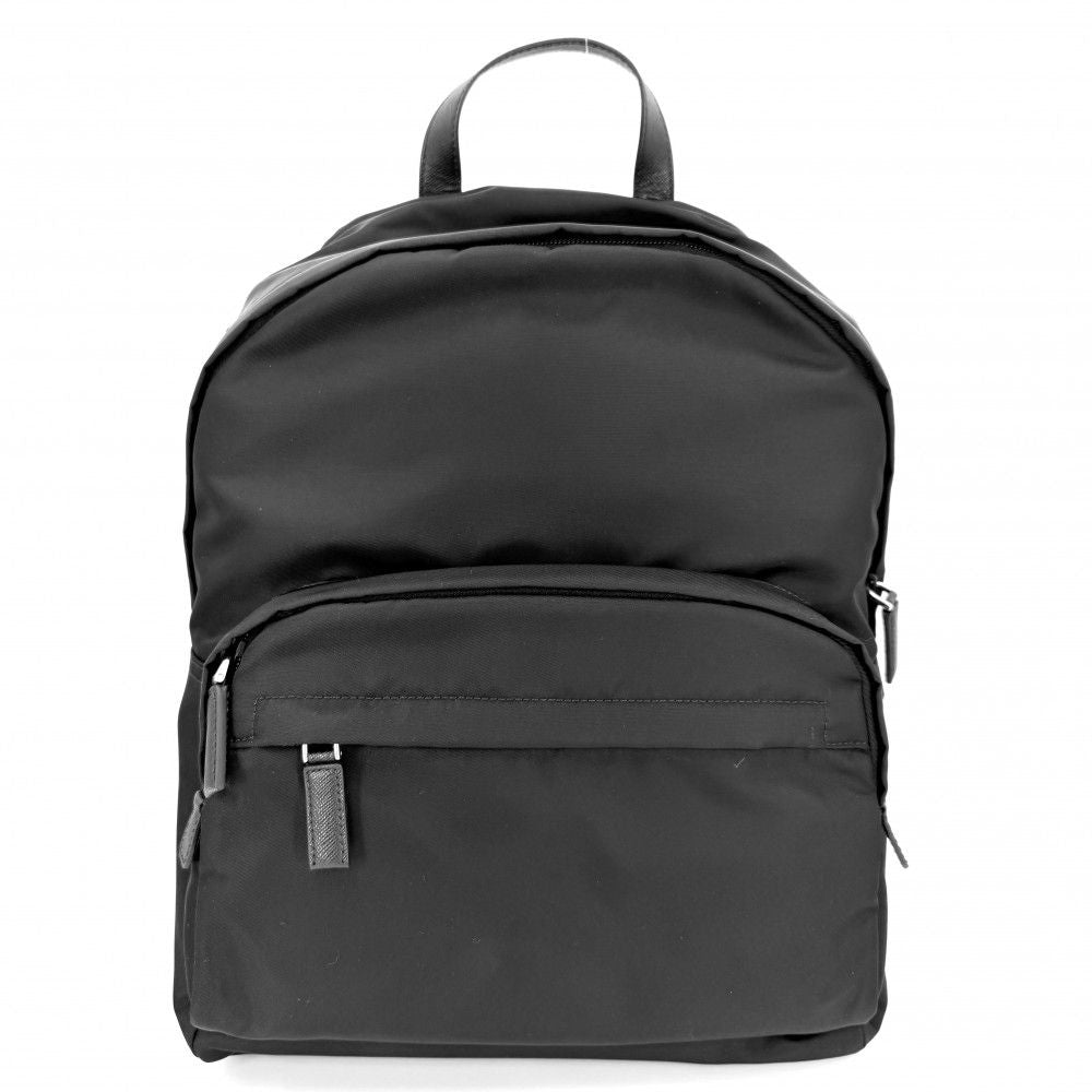 Prada Backpack Triangle Logo Nylon Black Silver