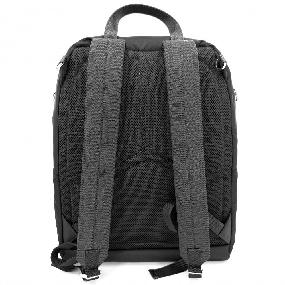 Prada Backpack Triangle Logo Nylon Black Silver — view 2