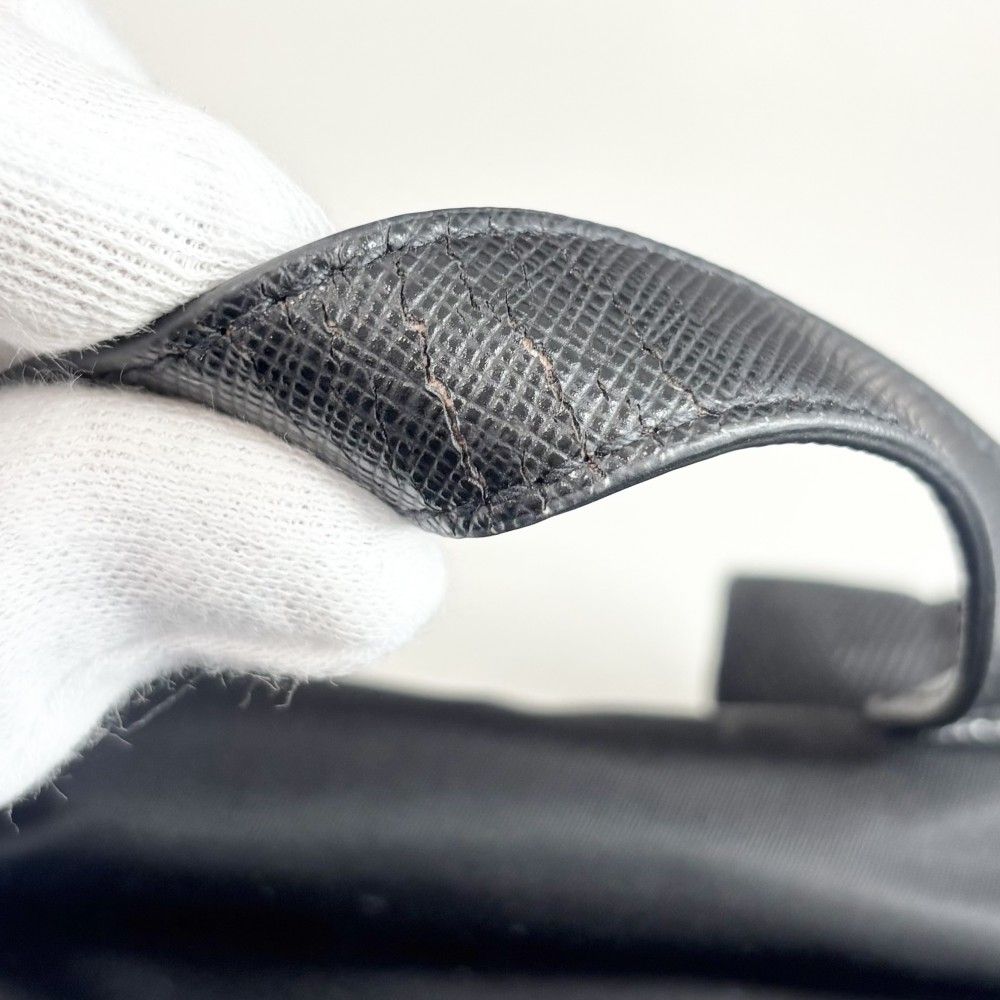 Prada Backpack Triangle Logo Nylon Black Silver — view 7