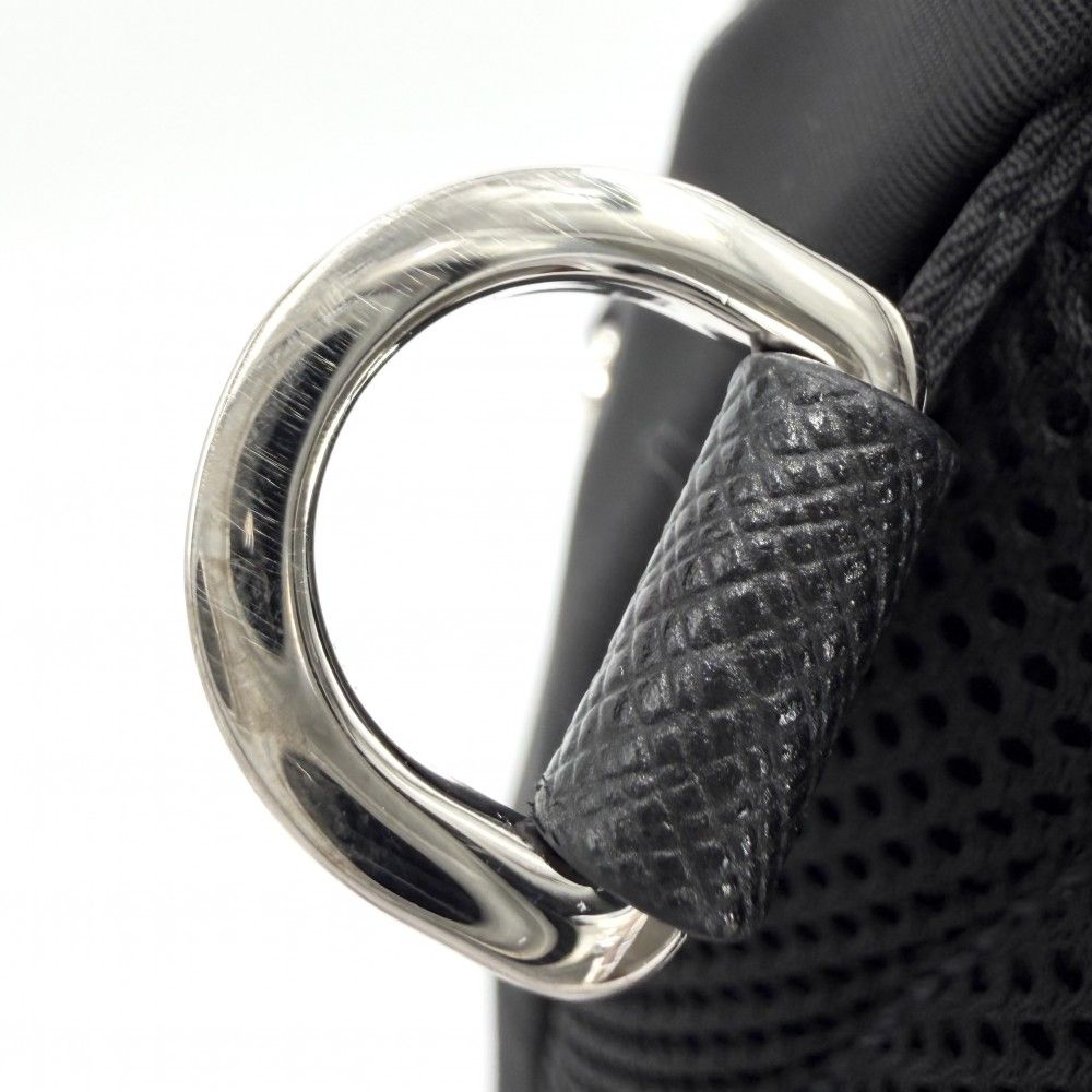 Prada Backpack Triangle Logo Nylon Black Silver — view 9