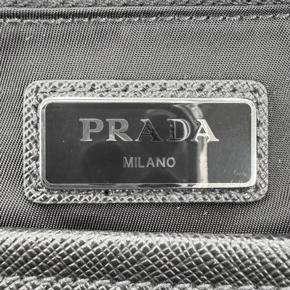 Prada Backpack Triangle Logo Nylon Black Silver — view 5