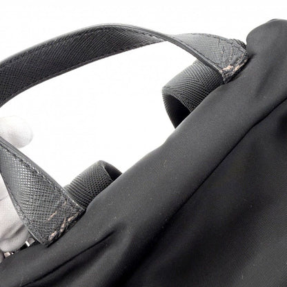 Prada Backpack Triangle Logo Nylon Black Silver — view 8