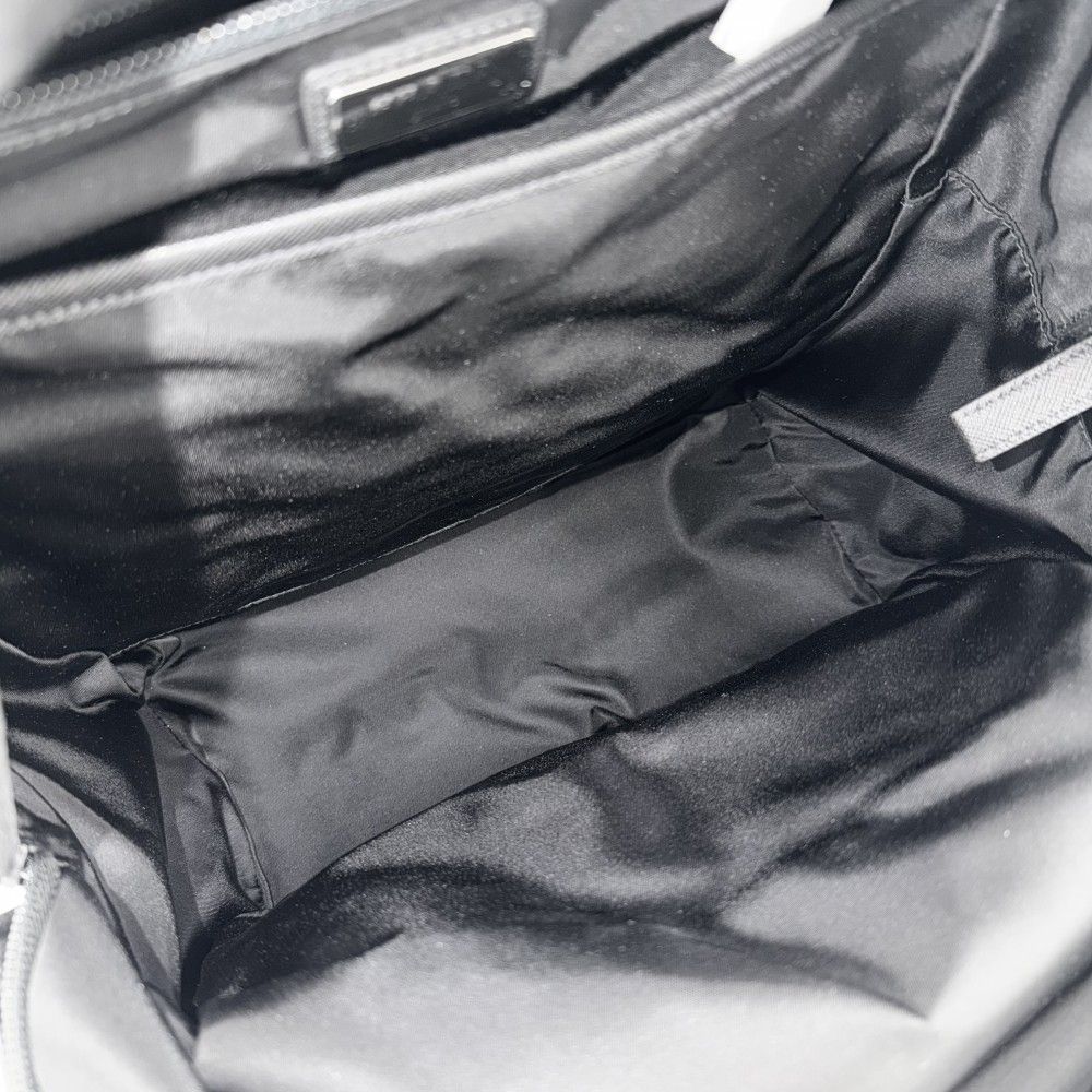 Prada Backpack Triangle Logo Nylon Black Silver — view 6