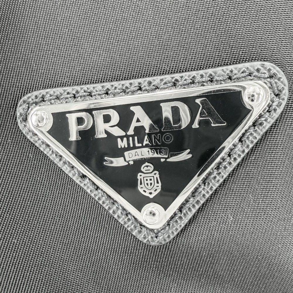 Prada Backpack Triangle Logo Nylon Black Silver — view 4