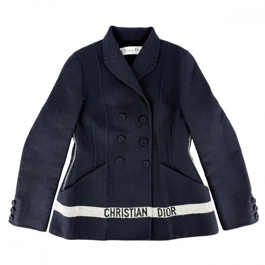 Dior Dio Jacket Logo Double Breasted Outer jacket 40 Navy Nylon Winter