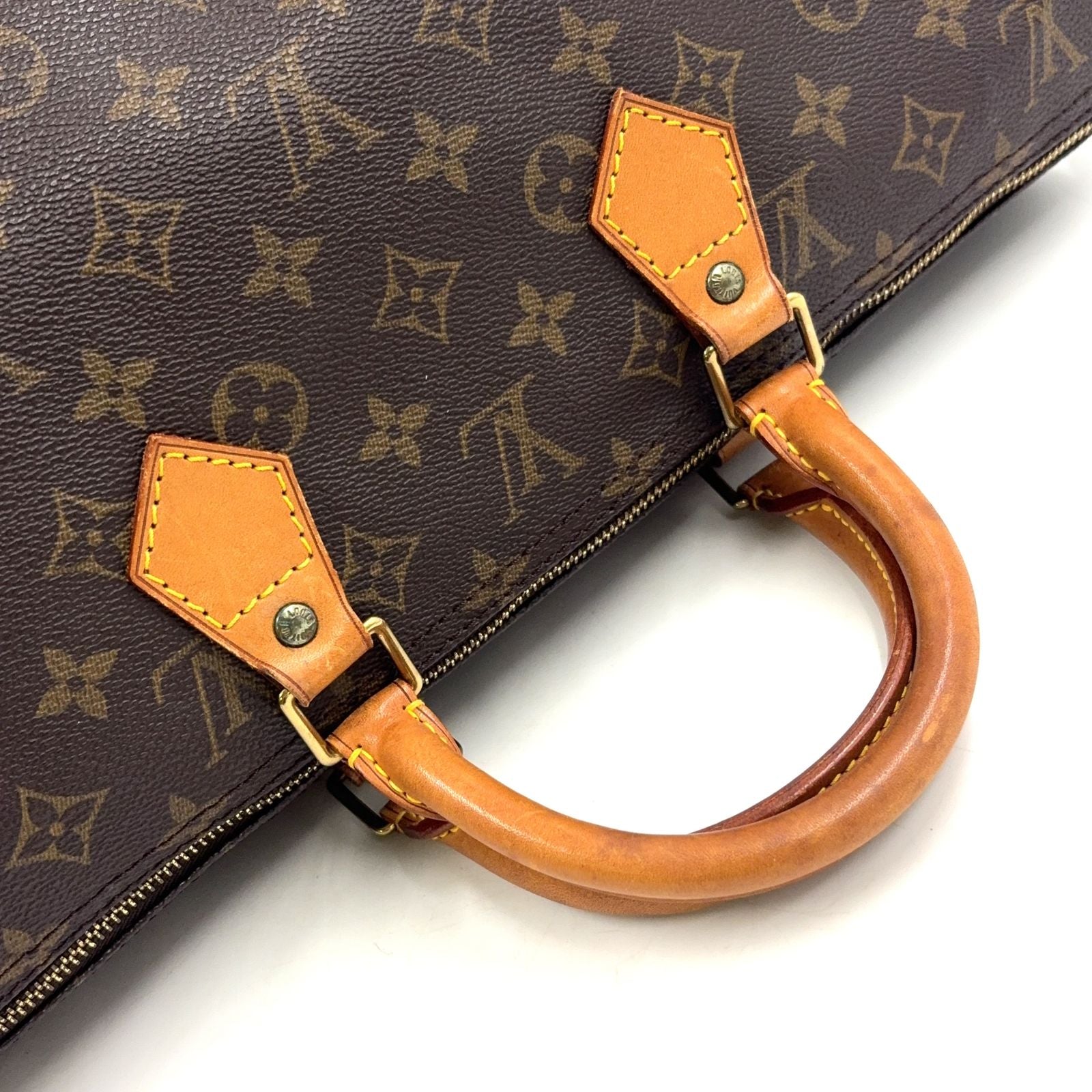 Louis Vuitton Speedy 40 Monogram Leather Brown Handbag Gold — view 7