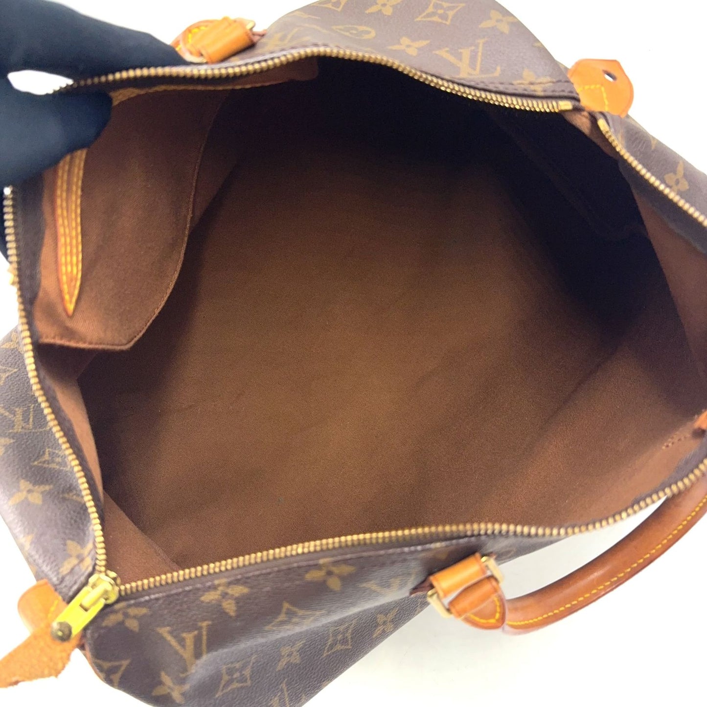 Louis Vuitton Speedy 40 Monogram Leather Brown Handbag Gold — view 3