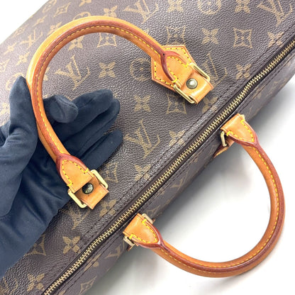 Louis Vuitton Speedy 40 Monogram Leather Brown Handbag Gold — view 9