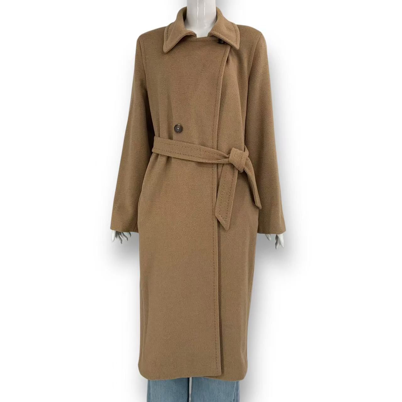 Max Mara Long Length Belt Wrap Coat Beige 42