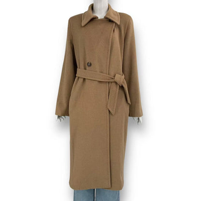 Max Mara Long Length Belt Wrap Coat Beige 42
