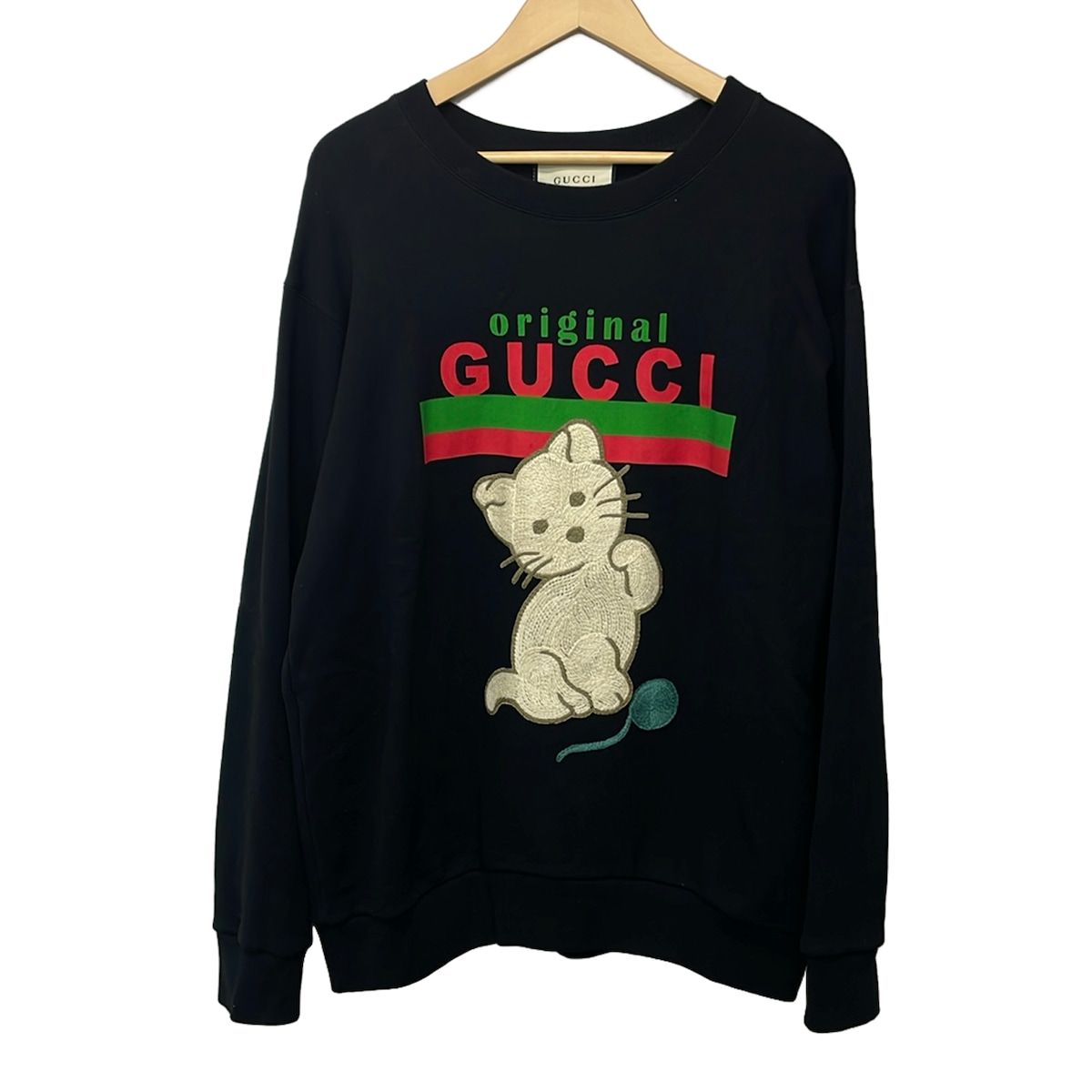 Gucci Sweatshirt M Black Ivory Multi Long Sleeve Embroidery Sherry