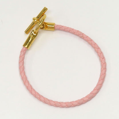 Hermes Bracelet Glenan Rose Sakura Gold Leather Metal Bangle — view 3