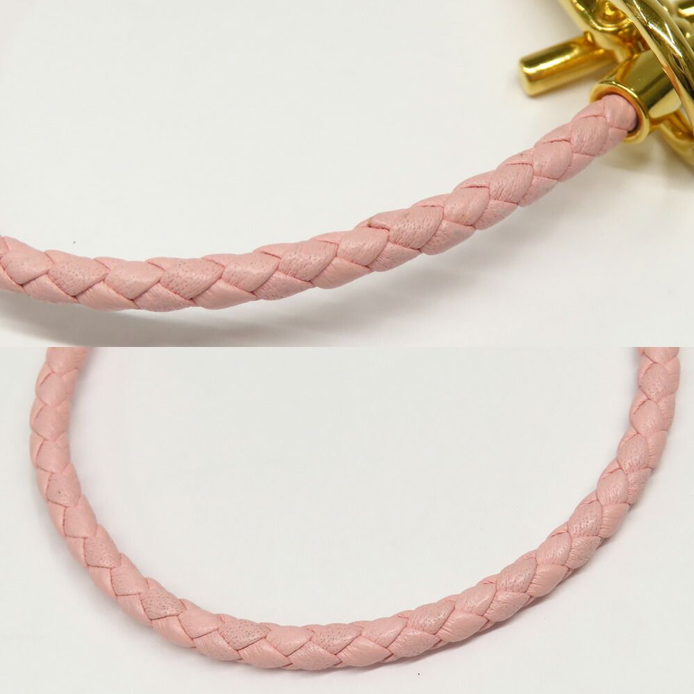 Hermes Bracelet Glenan Rose Sakura Gold Leather Metal Bangle — view 7