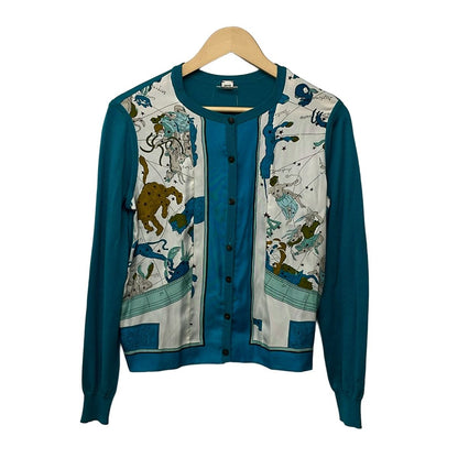 Hermes Cardigan 36 S Blue Green White Multi Long Sleeve Constellation