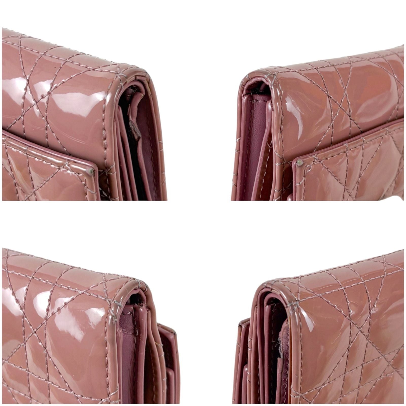Dior Lady Lotus Wallet Trifold Cannage Patent Calfskin with Charm Handbag — view 8