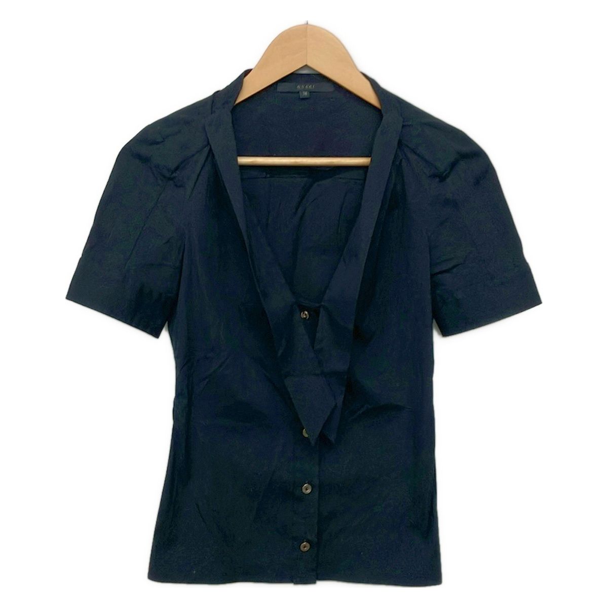 Gucci Short Sleeve Shirt Blouse 38 S Black