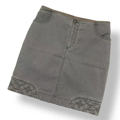 Louis Vuitton Denim Mini Skirt Monogram Gray 34 — view 2