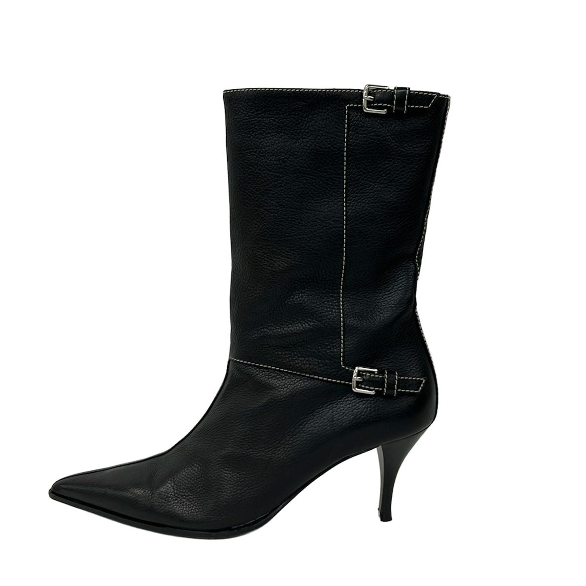 Hermes Short Boots 38 Black Silver Leather