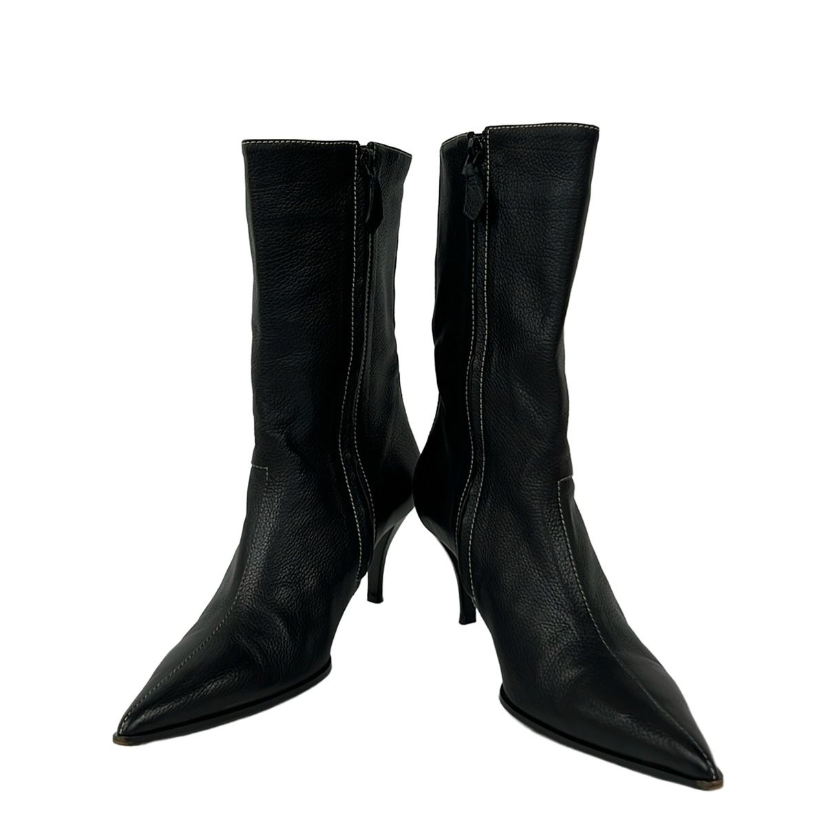 Hermes Short Boots 38 Black Silver Leather — view 2