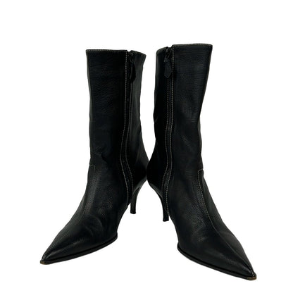 Hermes Short Boots 38 Black Silver Leather — view 2