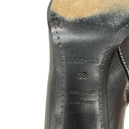 Hermes Short Boots 38 Black Silver Leather — view 7