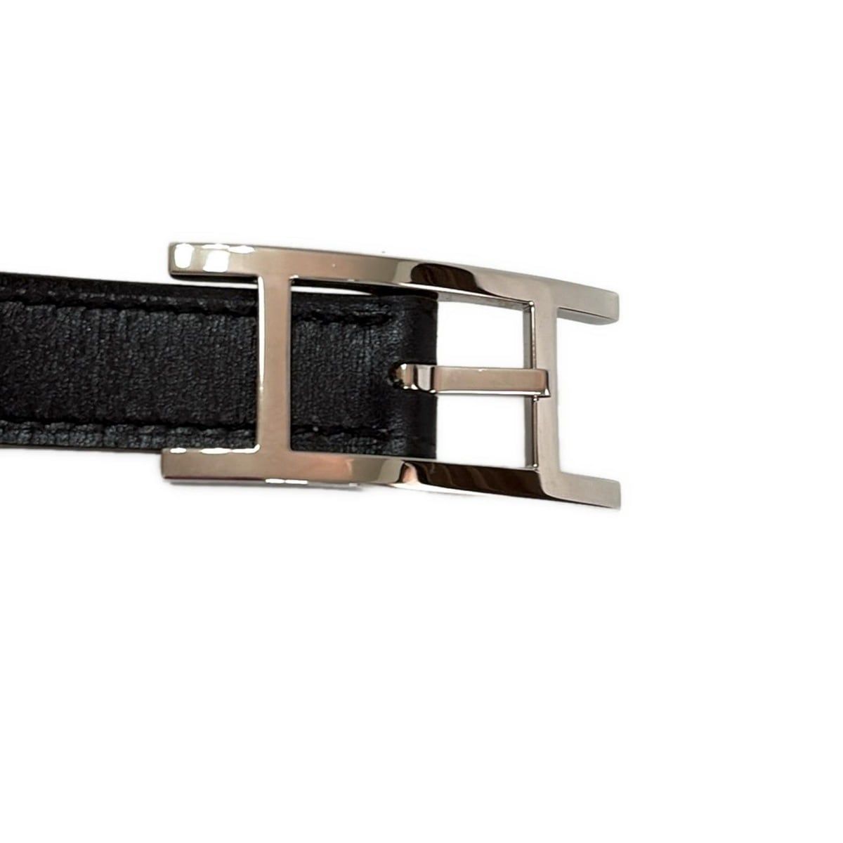 Hermes Belt 75 Hapi 3 Black Blue Jean Silver Reversible Leather — view 3