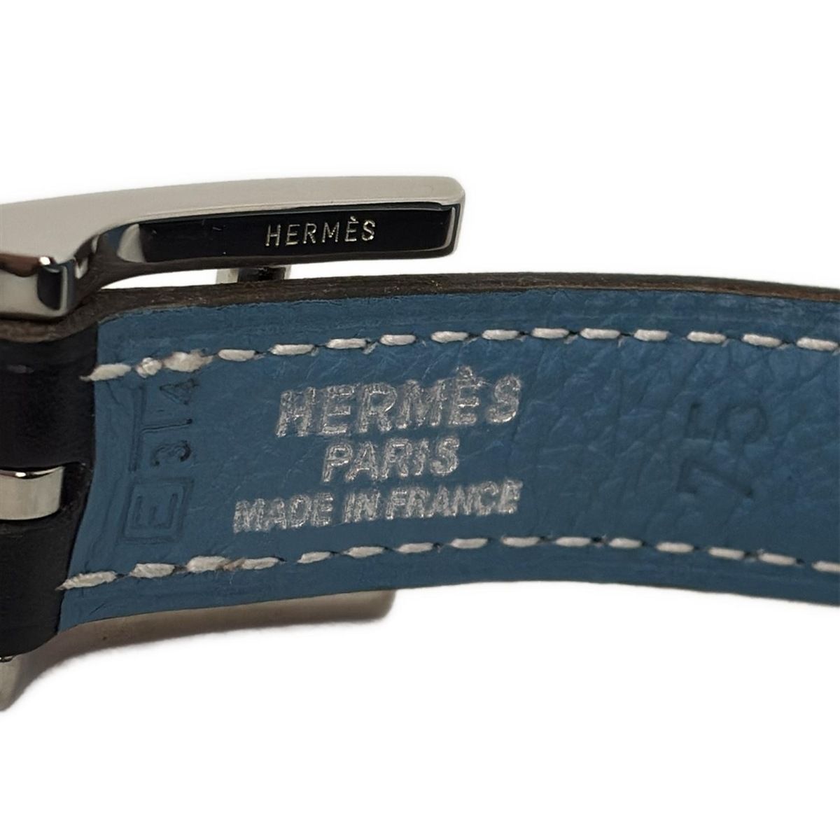 Hermes Belt 75 Hapi 3 Black Blue Jean Silver Reversible Leather — view 4
