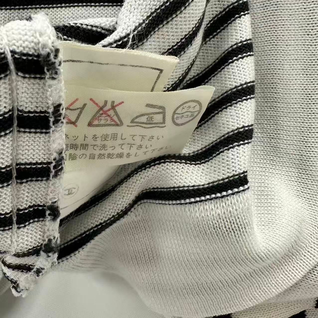 Chanel CC Logo Embroidery Border Cotton Short Sleeve Knit Top Sweater — view 8