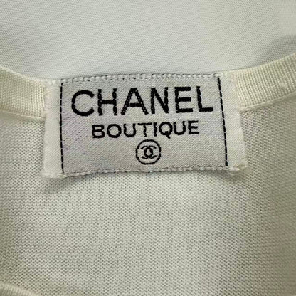 Chanel CC Logo Embroidery Border Cotton Short Sleeve Knit Top Sweater — view 4