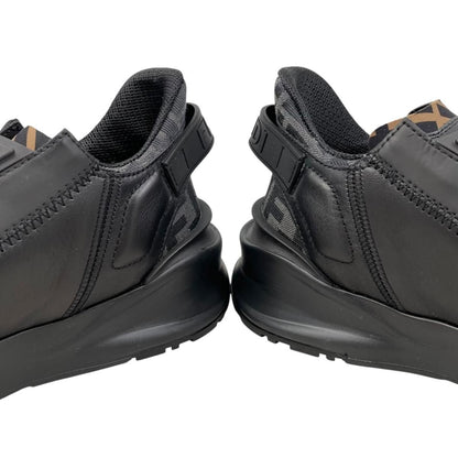 Fendi Sneakers Flow Top 6 Sizes Calf Leather FF Motif Logo Black Gray — view 8