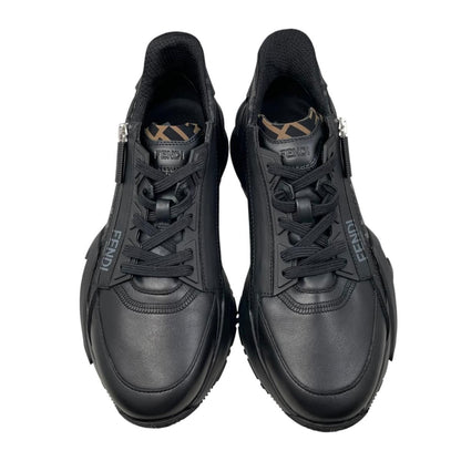 Fendi Sneakers Flow Top 6 Sizes Calf Leather FF Motif Logo Black Gray — view 5