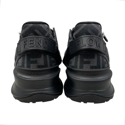 Fendi Sneakers Flow Top 6 Sizes Calf Leather FF Motif Logo Black Gray — view 4