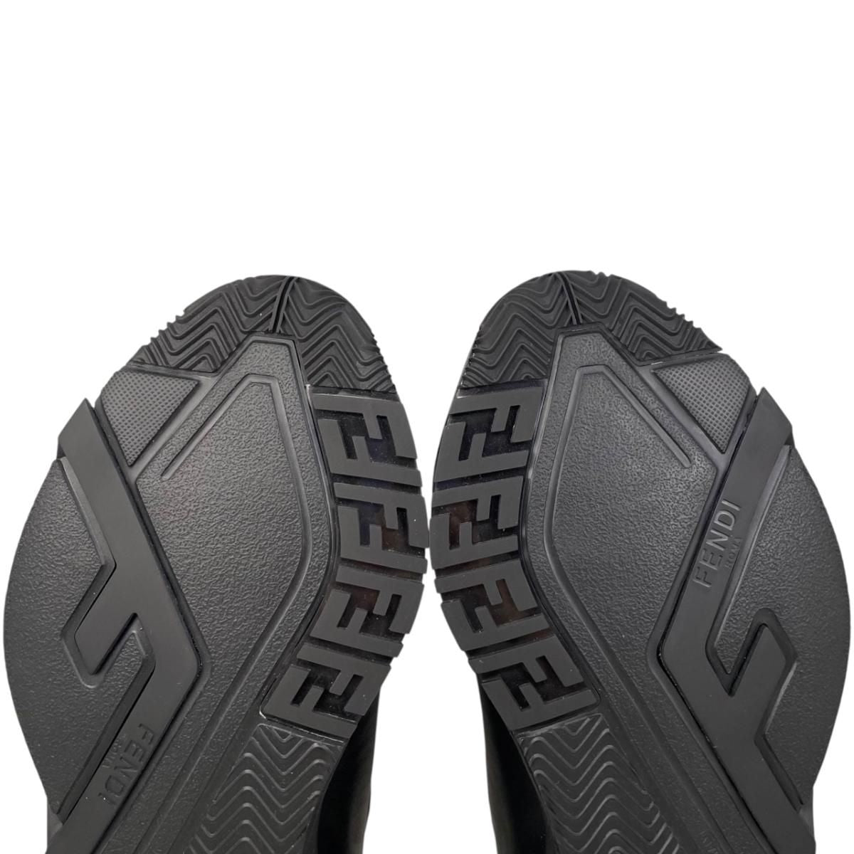 Fendi Sneakers Flow Top 6 Sizes Calf Leather FF Motif Logo Black Gray — view 9
