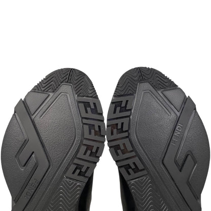 Fendi Sneakers Flow Top 6 Sizes Calf Leather FF Motif Logo Black Gray — view 9