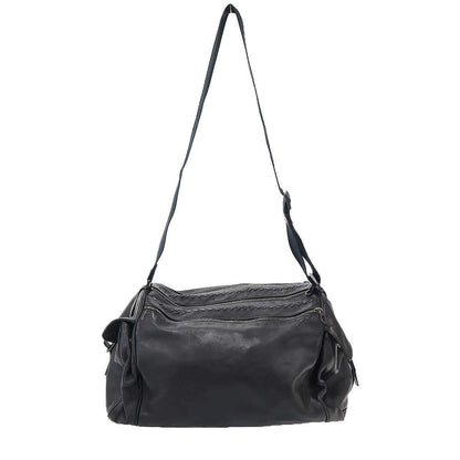 Bottega Veneta Intrecciato Leather Boston Shoulder Bag Black — view 2
