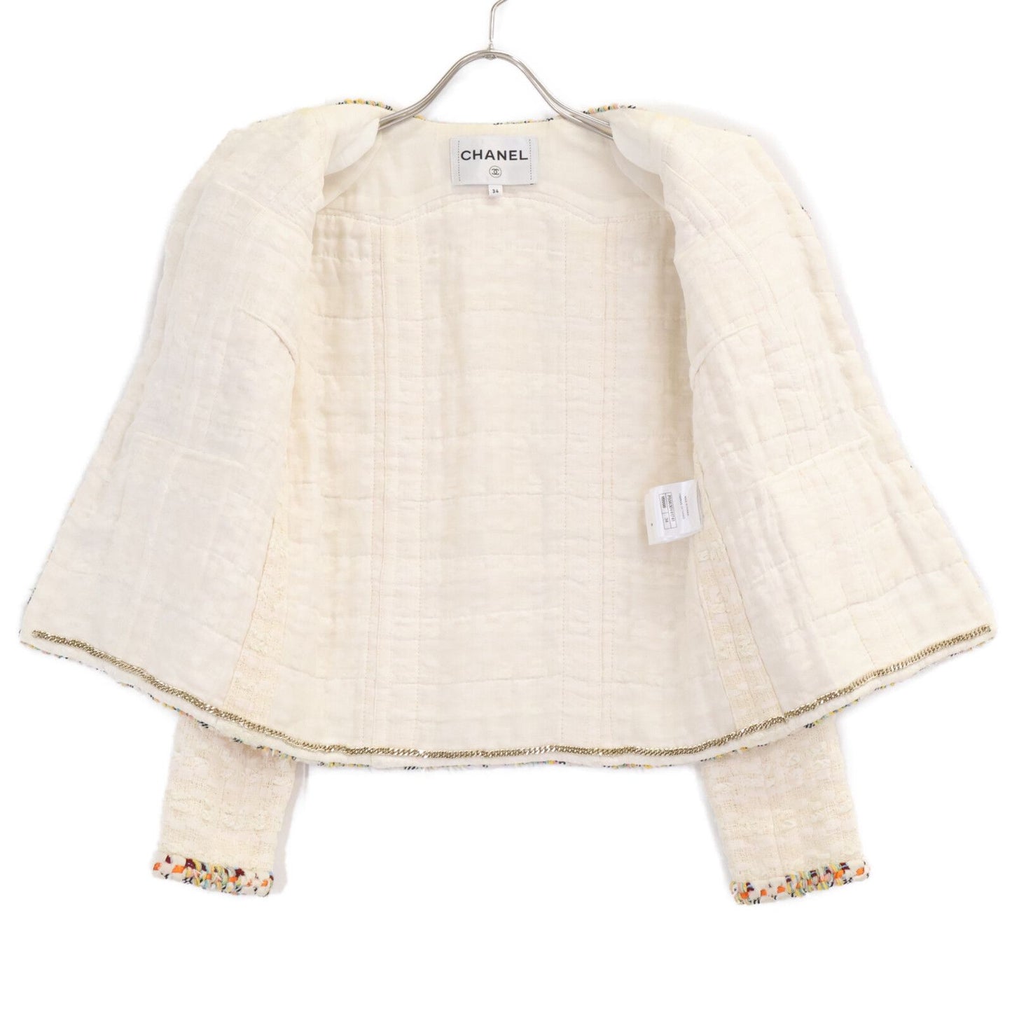 Chanel CC Logo Medal Button Tweed Collarless Jacket 34 — view 4