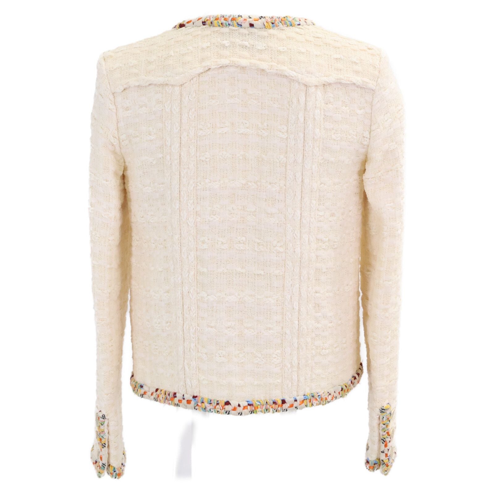 Chanel CC Logo Medal Button Tweed Collarless Jacket 34 — view 3